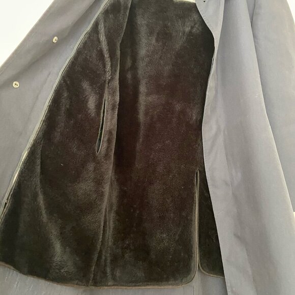 London Fog Towne Men's Navy Blue Long Fleece Lined Trench Coat Jacket Sz 42 Long - Picture 10 of 13